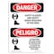 Signmission OSHA Danger, Glasses And Shoes Bilingual, 10in X 7in Rigid Plastic, 7" W, 10" H, Bilingual Spanish OS-DS-P-710-VS-1556 - alternate 1
